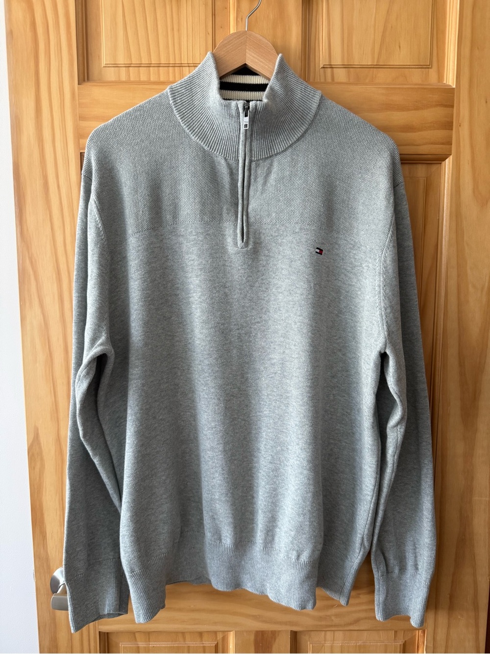 Tommy Hilfiger Men’s Light Gray Half-Zip Knit Sweater